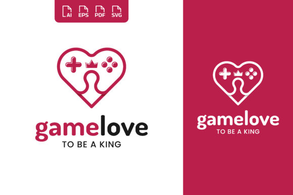 Game Love Heart with Game Stick Logo Graphics and Logos