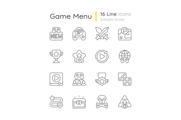 Game Menu Linear Icons Set: Premium Graphics and Icons for Crafters