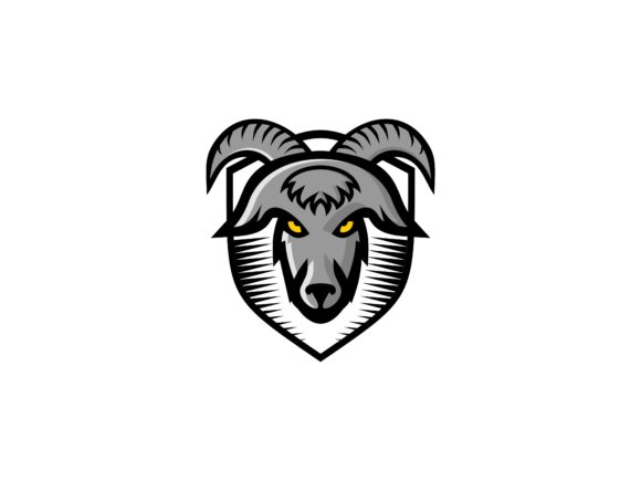 Goat Head Badge Shield Vector Logo for Graphics and Logos