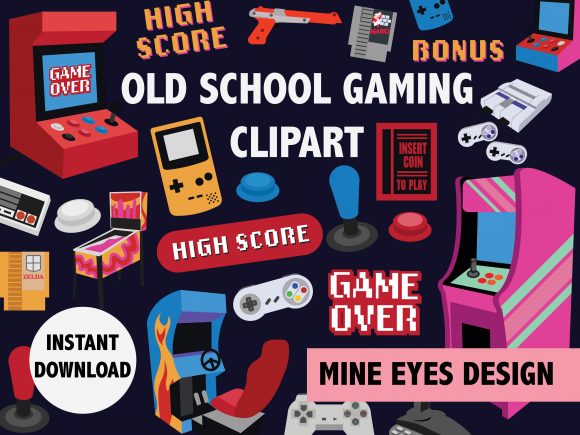 Old School Arcade Clipart: Graphics & Illustrations for Retro Branding