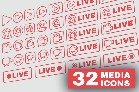 Outline Live Stream Symbols Set: Modern Graphics and Icons Review
