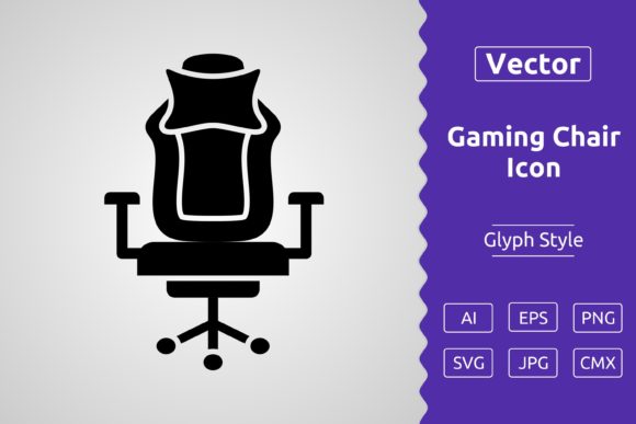 Vector Gaming Chair Glyph Icon for Graphics and Icons