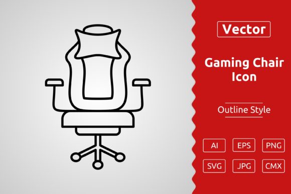 Vector Gaming Chair Outline Icon Design for Handmade Creations