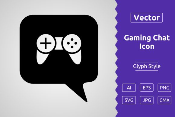 Vector Gaming Chat Glyph Icon for Crafting and Graphics