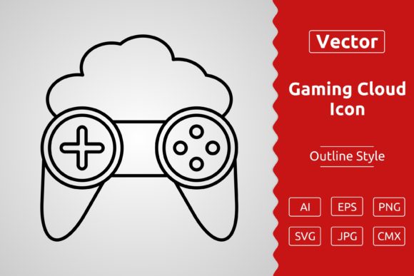 Vector Gaming Cloud Outline Icon Design for Graphics and Icons
