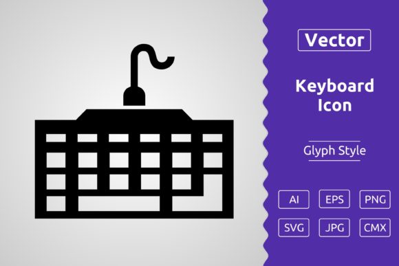Vector Gaming Keyboard Glyph Icon: A Modern Graphic for Content Publishing