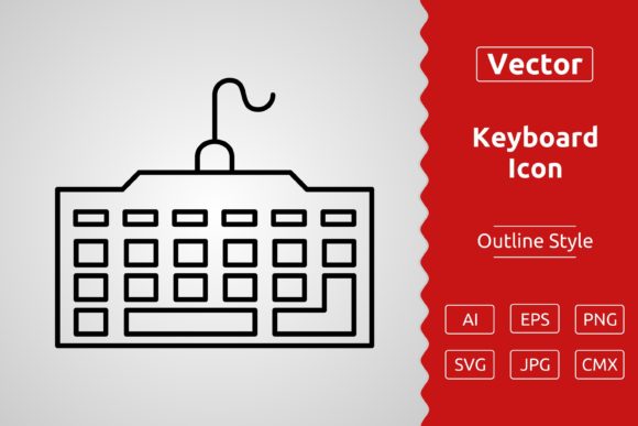 Vector Gaming Keyboard Outline Icon Desi: A Graphic Design Asset for Modern Content