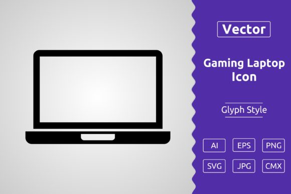 Vector Gaming Laptop Glyph Icon for Modern Web Design