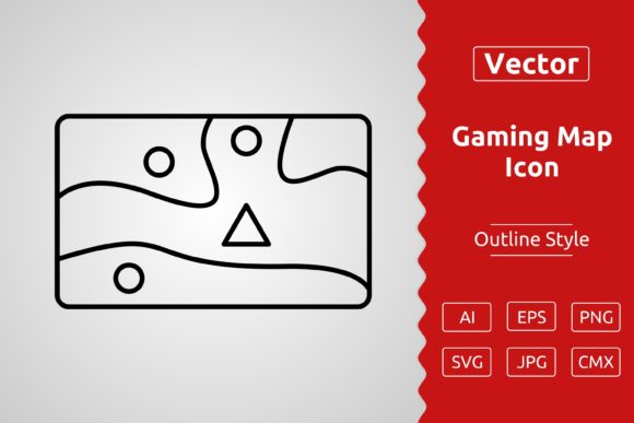 Vector Gaming Map Outline Icon Design for Graphics and Icons