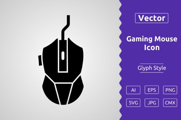 Vector Gaming Mouse Glyph Icon for Graphics and Icons