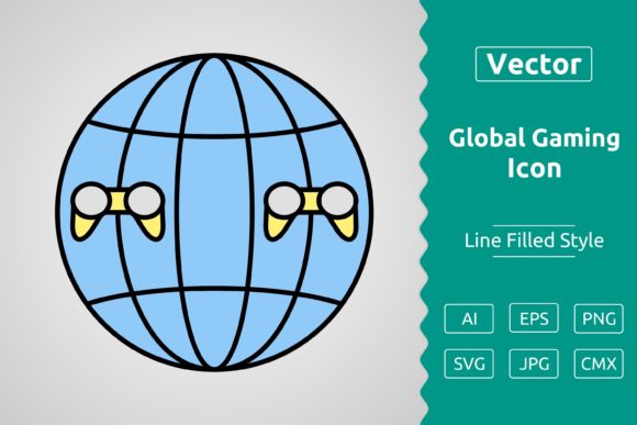 Vector Global Gaming Filled Outline Icon for Handmade Projects