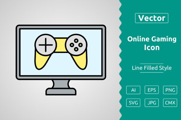 Vector Online Gaming Filled Outline Icon for Modern Web Design